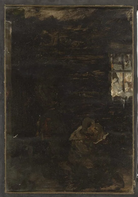 Woman indoors, detail