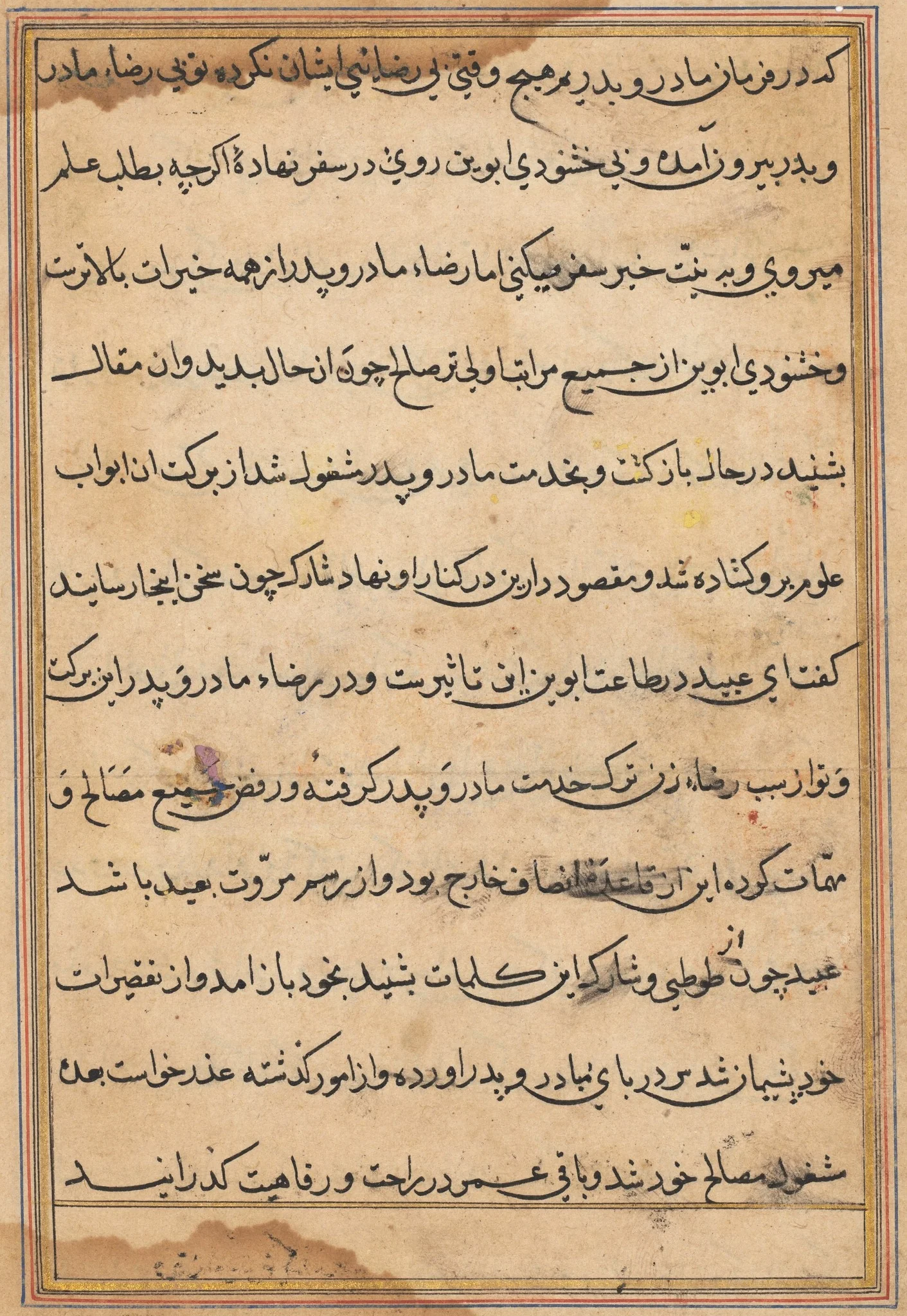 Page from Tales of a Parrot (Tuti-nama): text page, detail