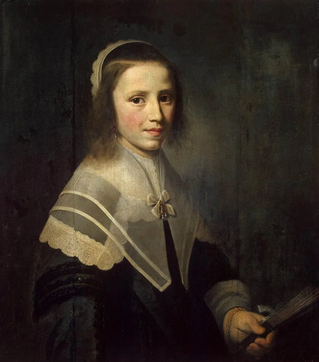 Girl Holding a Fan, detail