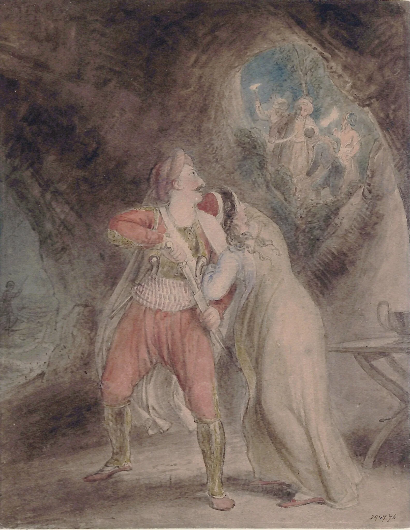 Selim discovered with Zuleika by Giaffir and his men, detail
