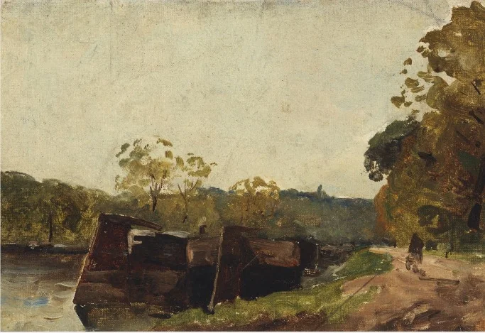 Barges on a River, detail