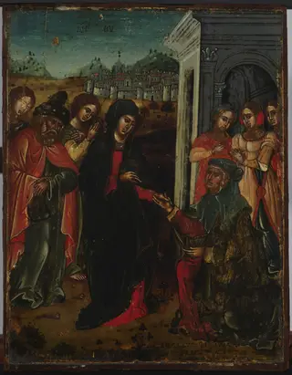 The Visitation, by Angelos Pitzamanos, tempera, 1517