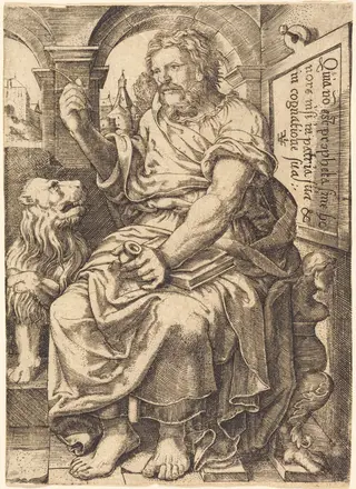 Saint Mark, by Johann Ladenspelder, ink, 1536