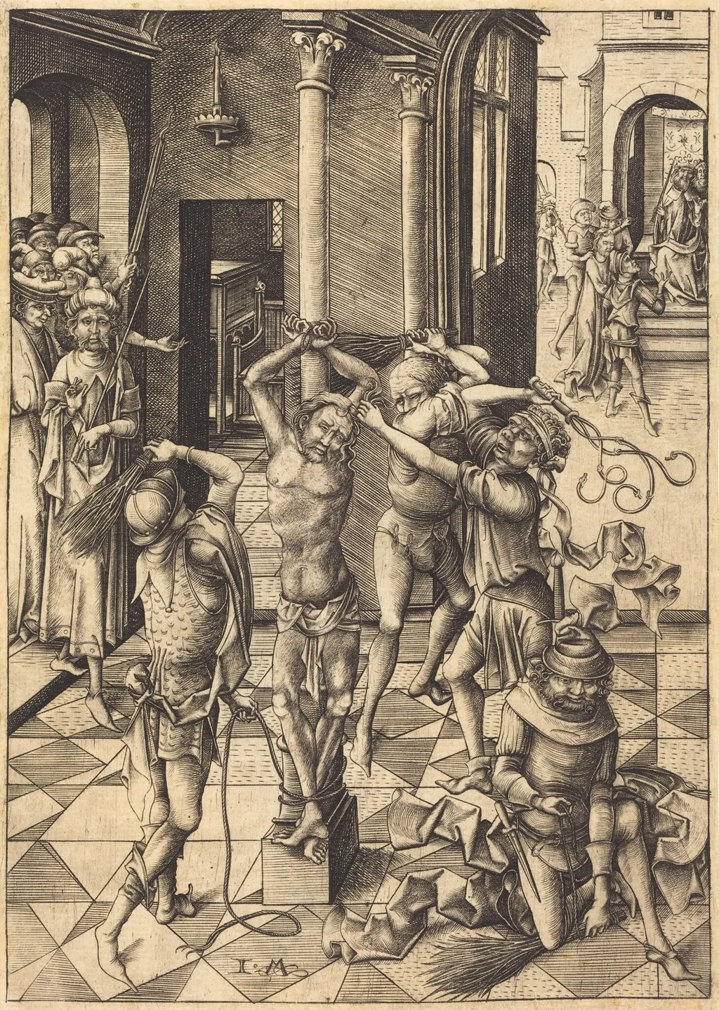 The Flagellation, by Israhel van Meckenem, ink, 1480