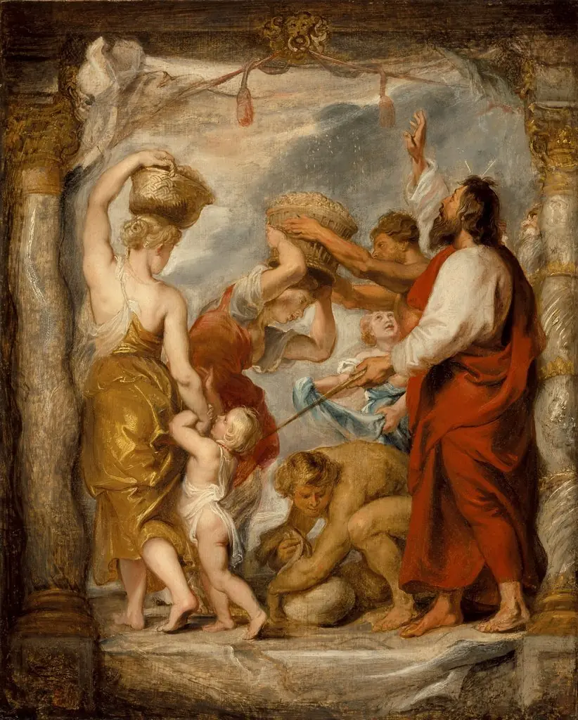 The Israelites Gathering Manna in the Desert, by Peter Paul Rubens, oil, 1626