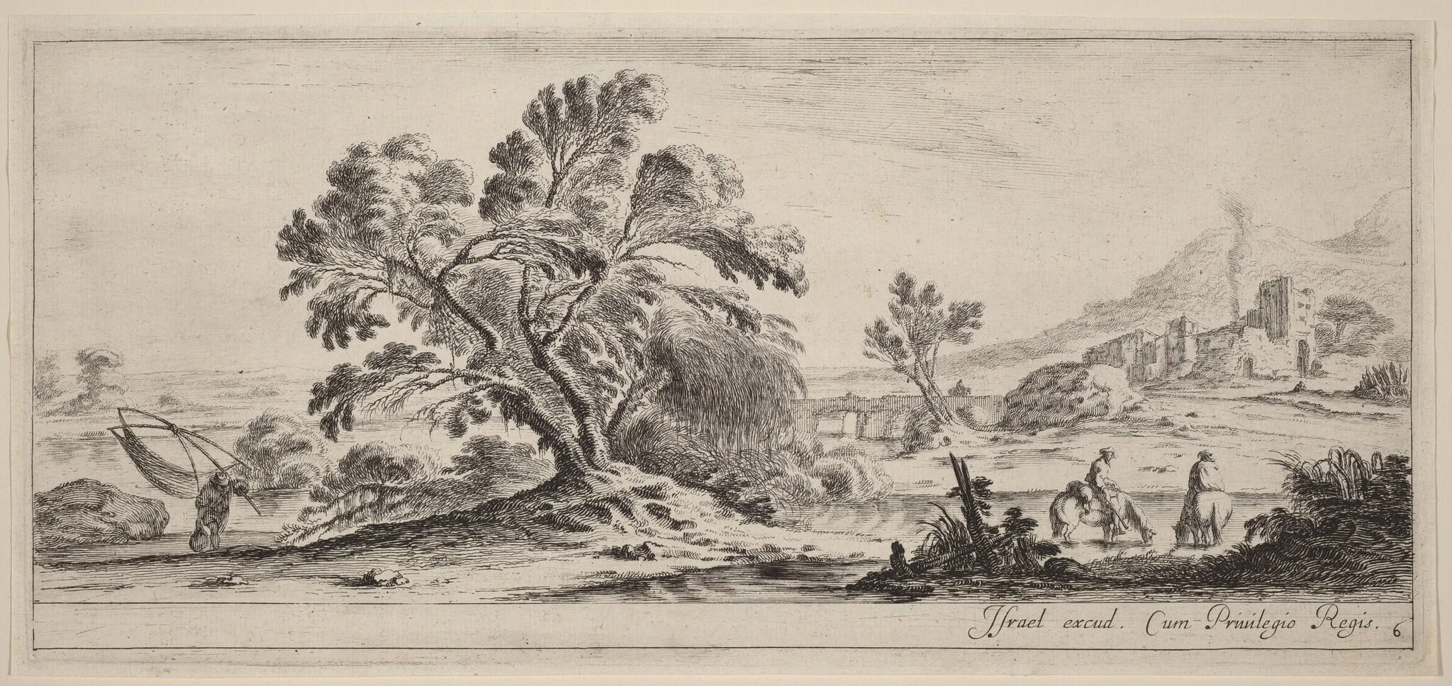 Landscape with Fisherman Carrying his Net, detail