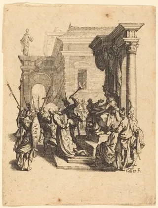 Christ Condemned to Death by Pilate, by Jacques Callot, ink, 1624