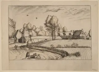Country Houses, by Lucas van Doetechum, ink, 1560