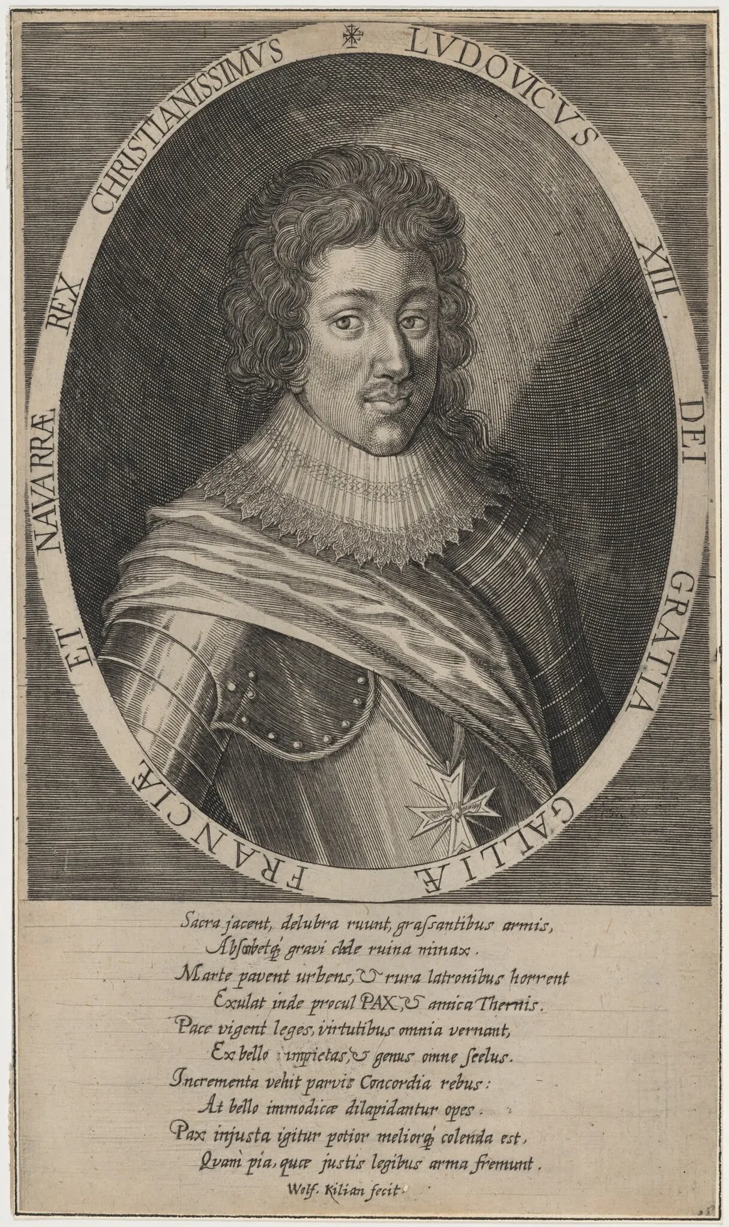 Louis XIII of France, by Wolfgang Philipp Kilian, ink, 1693