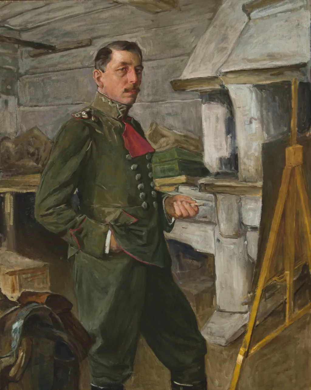 Self-Portrait in the Trenches, by Stanisław Janowski, oil, 1918