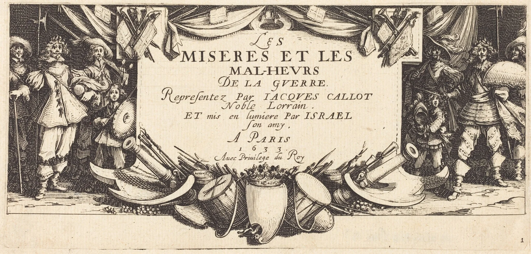 Title Page for "The Large Miseries of War", detail