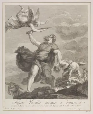 Abraham offering Isaac, by Johann Gottfried Seutter, 1725
