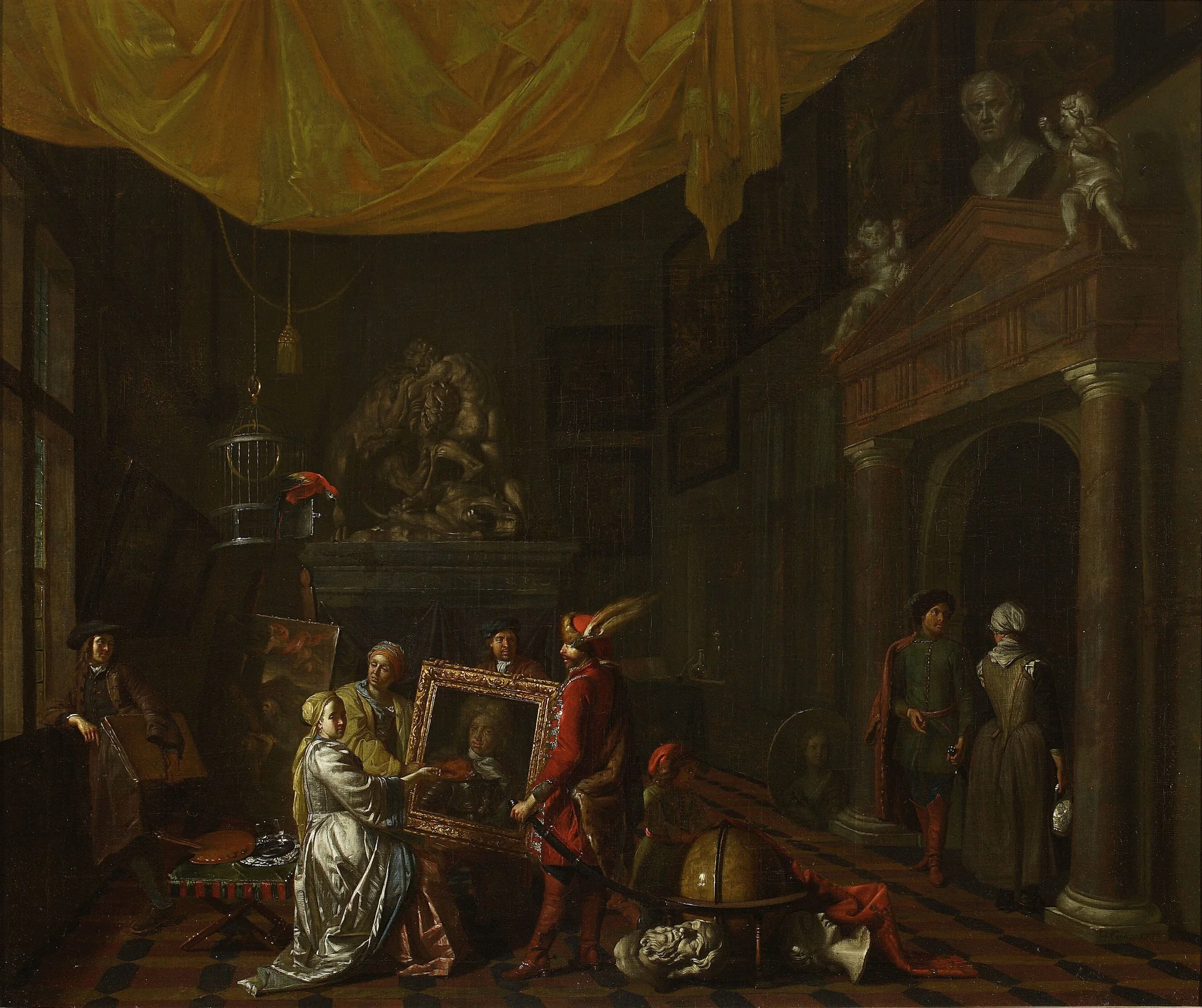 Visit to the painter's studio, detail
