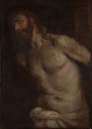 Scourged Christ, by Titian, oil, 1568