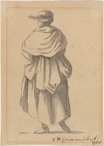 A Peasant Woman, by Samuel Hieronymus Grimm, ink, 1770