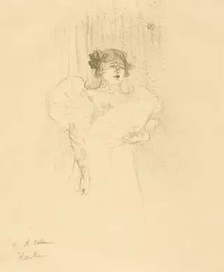 Luce Myres Full Face (Luce Myrès, de face), by Henri de Toulouse-Lautrec, ink, 1895