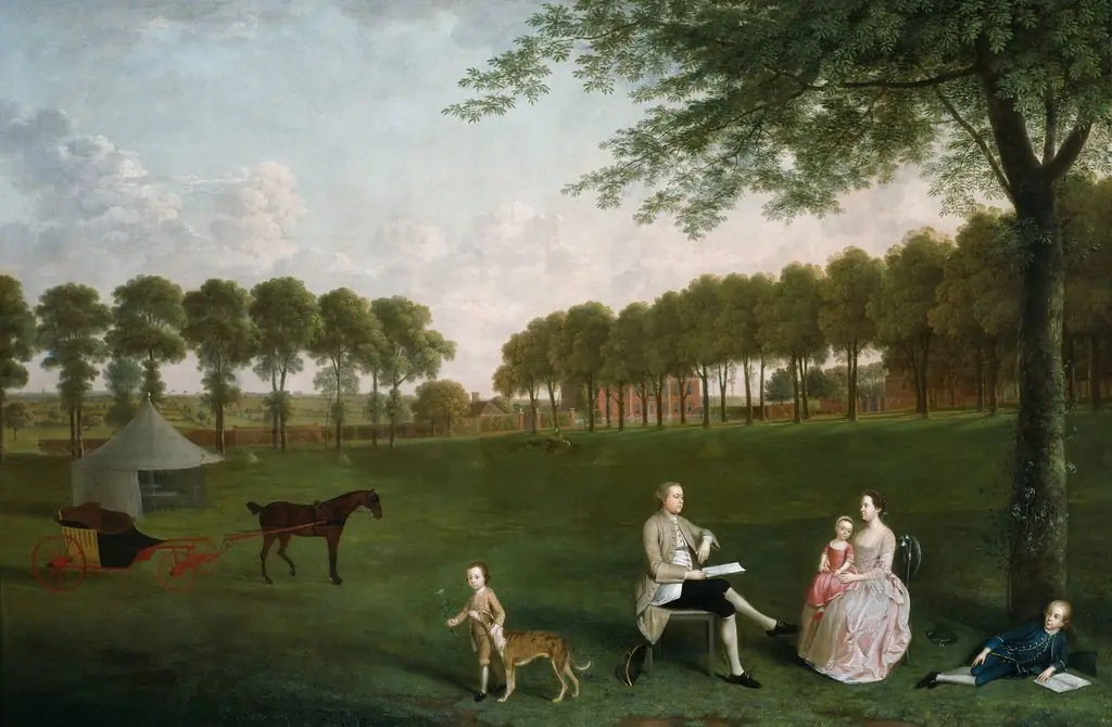 Sir John Shaw and his Family in the Park at Eltham Lodge, Kent, by Arthur Devis, oil, 1761