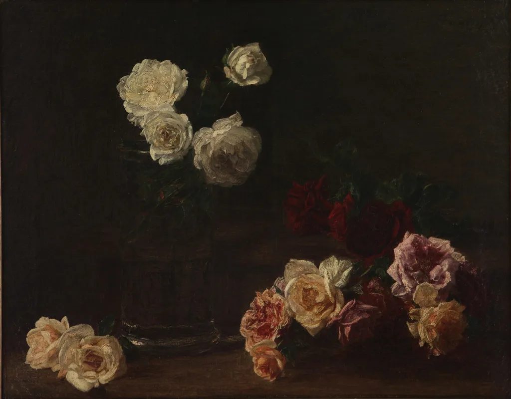 Roses blanches (Rosas blancas), by Henri Fantin-Latour, oil, 1894