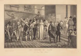 Les Courses du Matin, ou la Porte d'un Riche, by Philibert-Louis Debucourt, ink, 1805