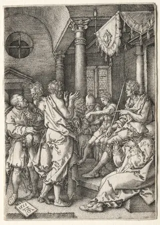 The Story of Susanna: Daniel Cross-Examining the Elders, by Heinrich Aldegrever, 1504