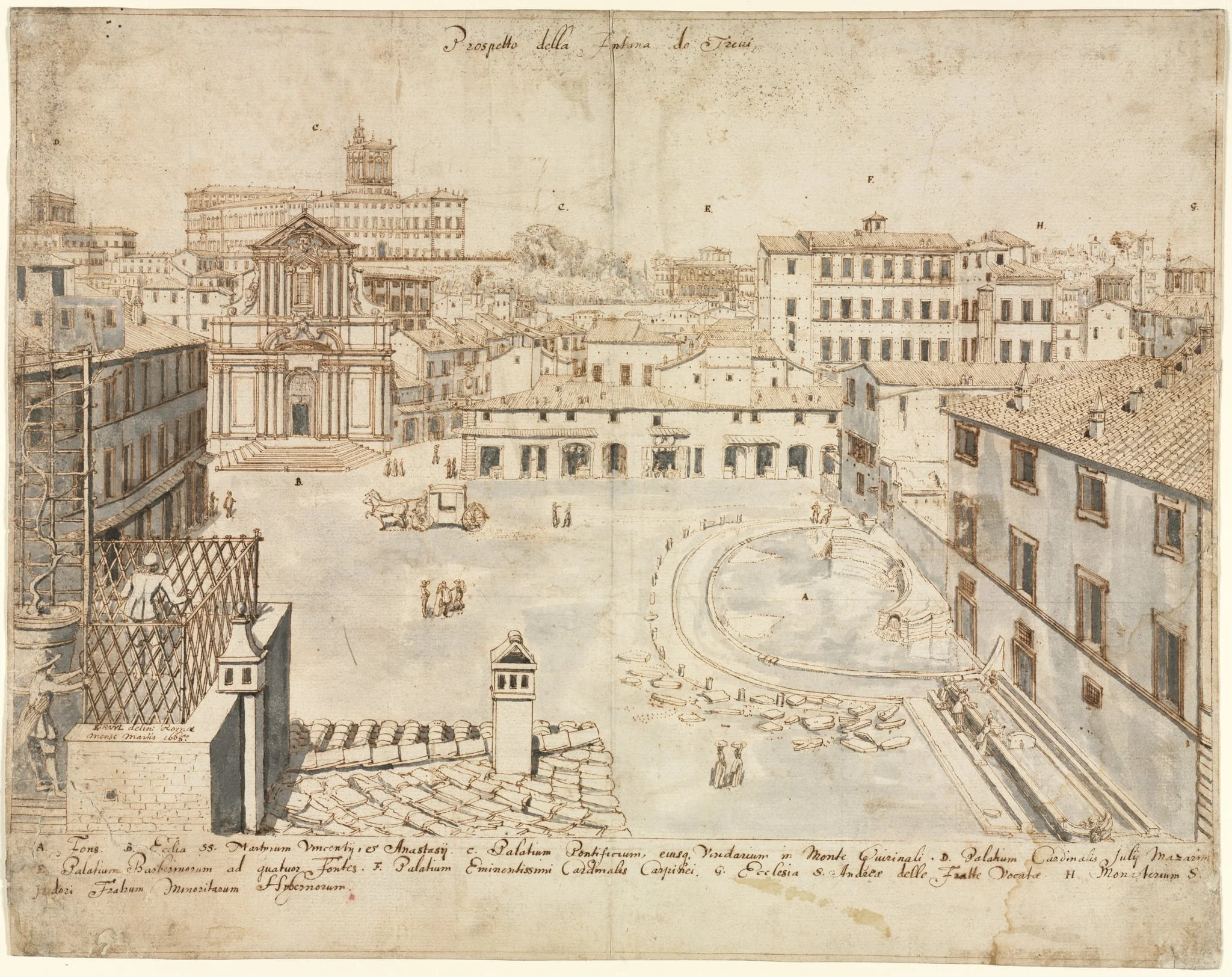 Eighteen Views of Rome: The Trevi Fountain, detail