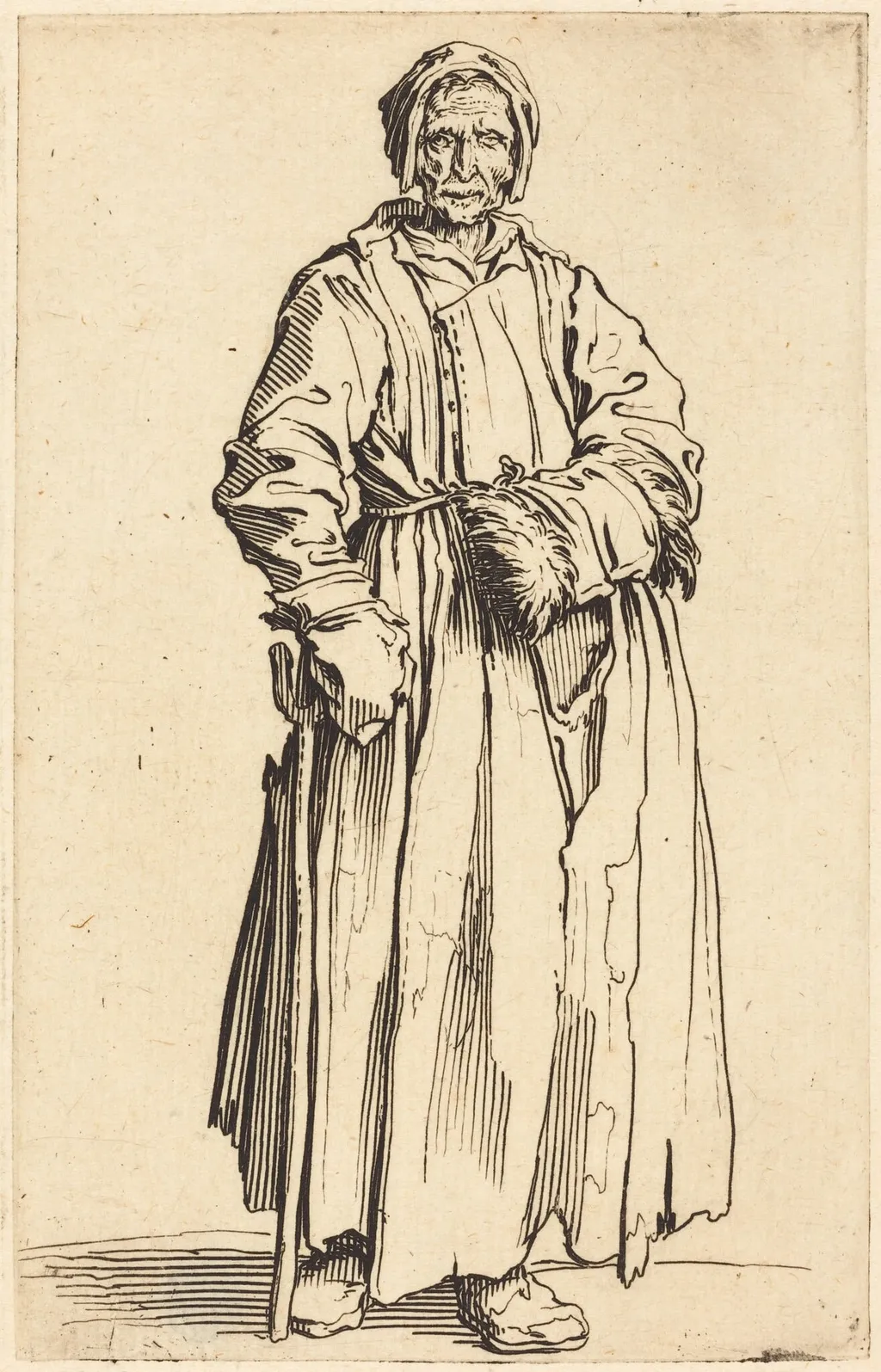 One-Eyed Woman, by Jacques Callot, ink, 1622