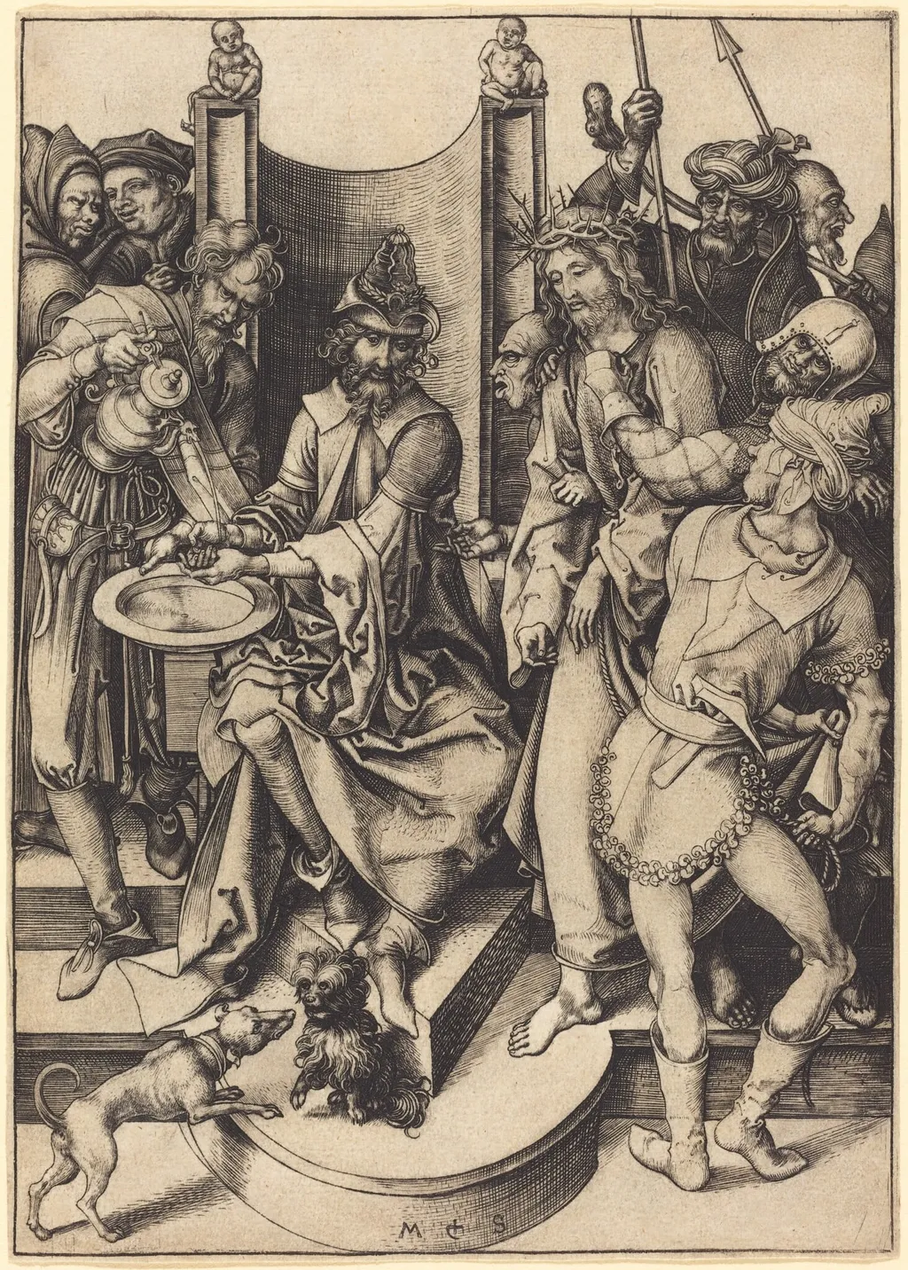Christ before Pilate, by Martin Schongauer, ink, 1480