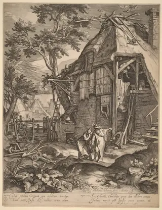 Abraham Casting Out Hagar, by Jacob Matham, ink, 1603