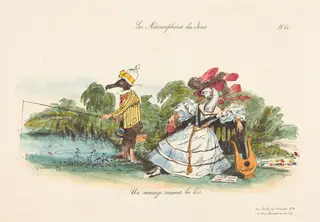 Metamorphoses of the Day: A Conventional Marriage, by Jean-Ignace-Isidore Grandville, ink, 1829
