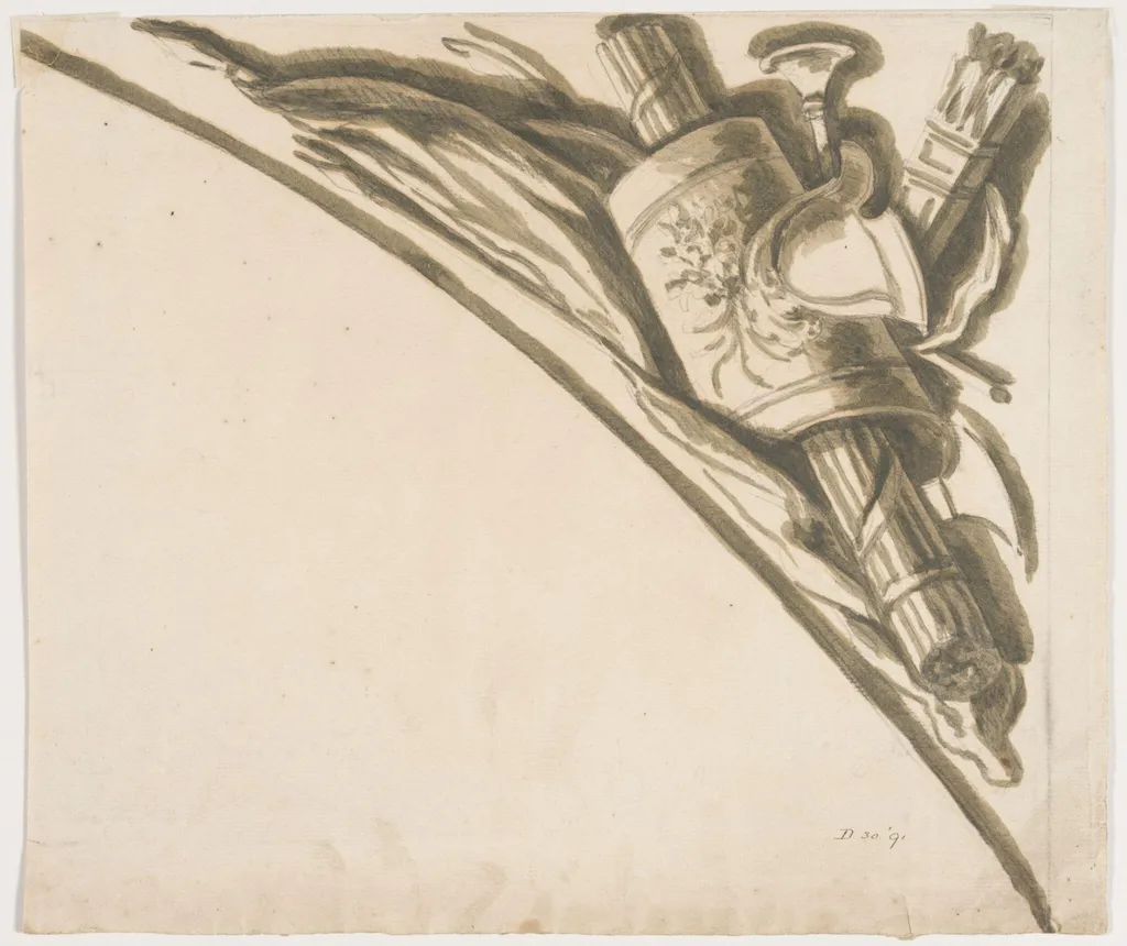 Design for an illusionistic panel in the Great Hall at Blenheim Palace, by James Thornhill, 1716