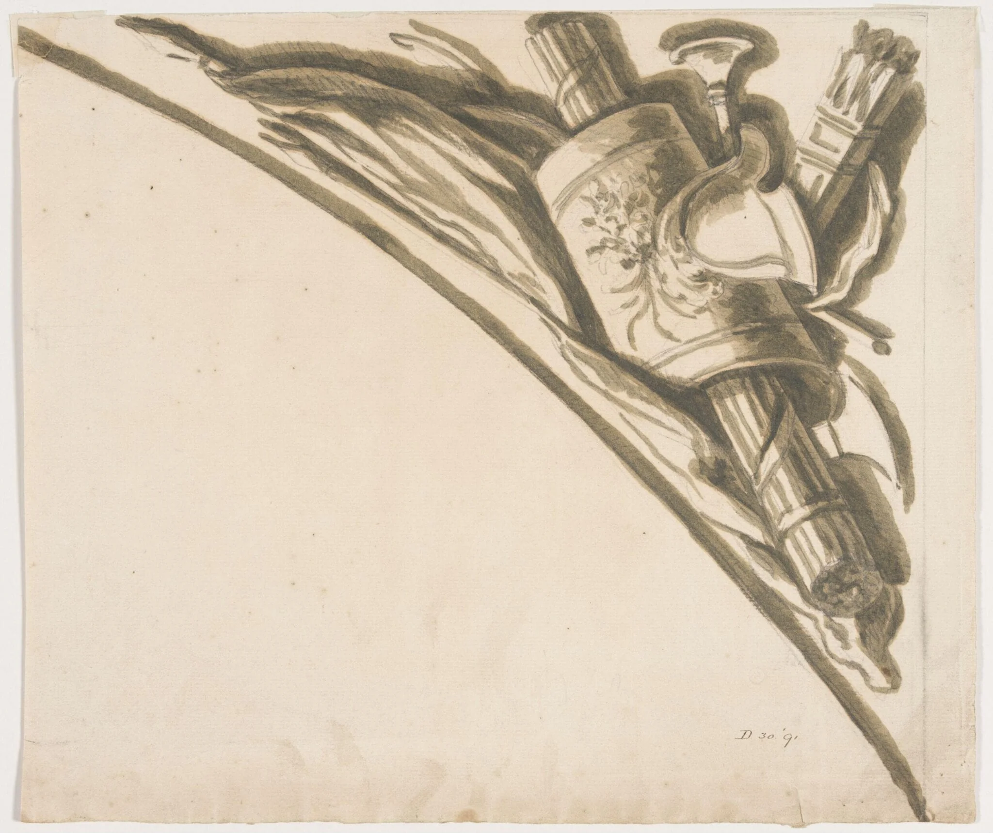 Design for an illusionistic panel in the Great Hall at Blenheim Palace, detail