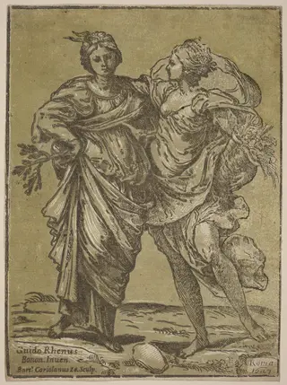 Alliance of Peace and Abundance, by Bartolomeo Coriolano, ink, 1627