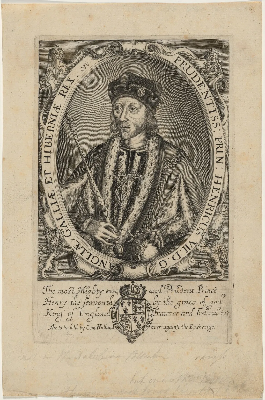 Henry VII of England, by Renold Elstrack, ink, 1618