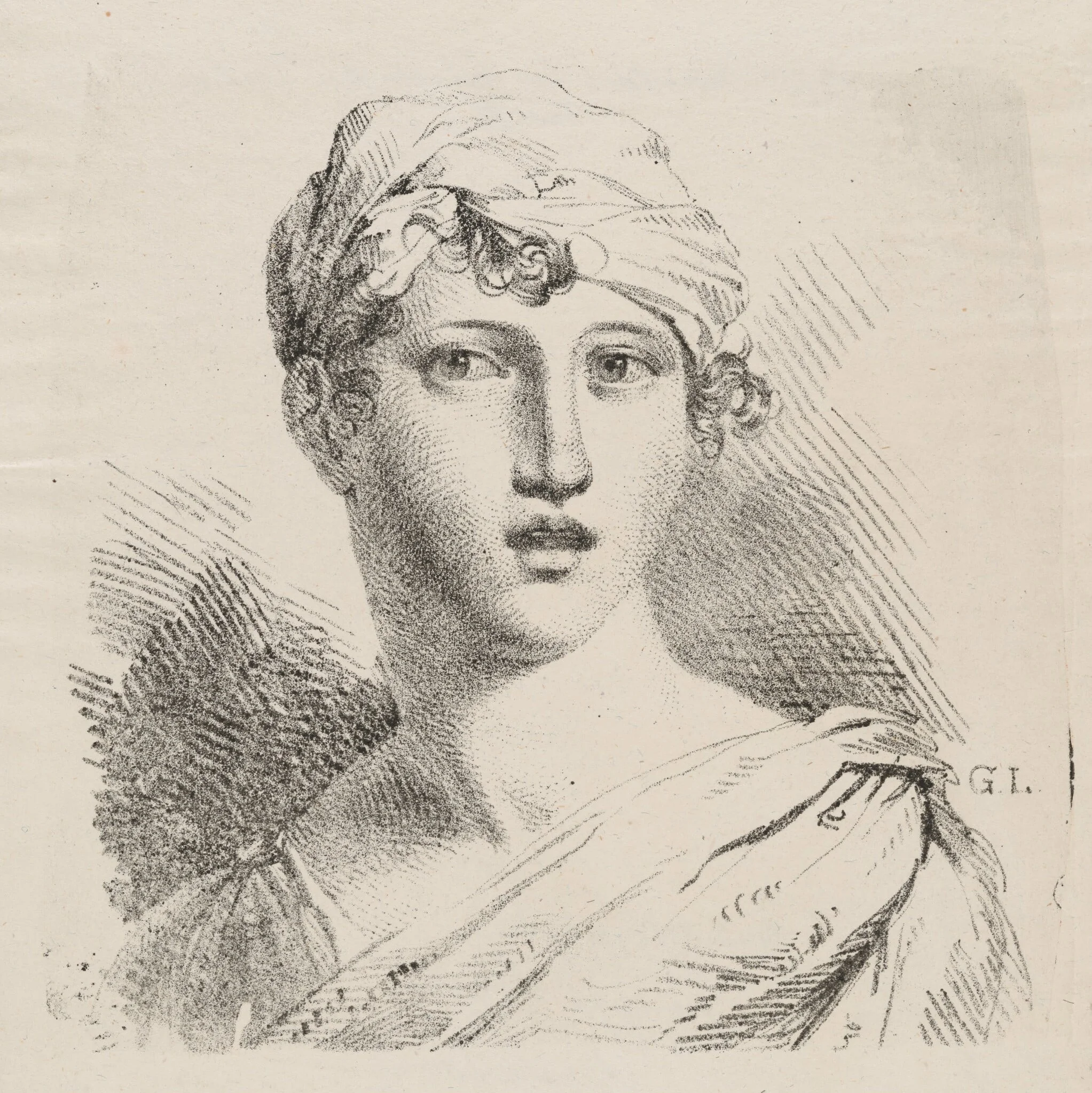Bust of a Young Woman with a Turban, detail