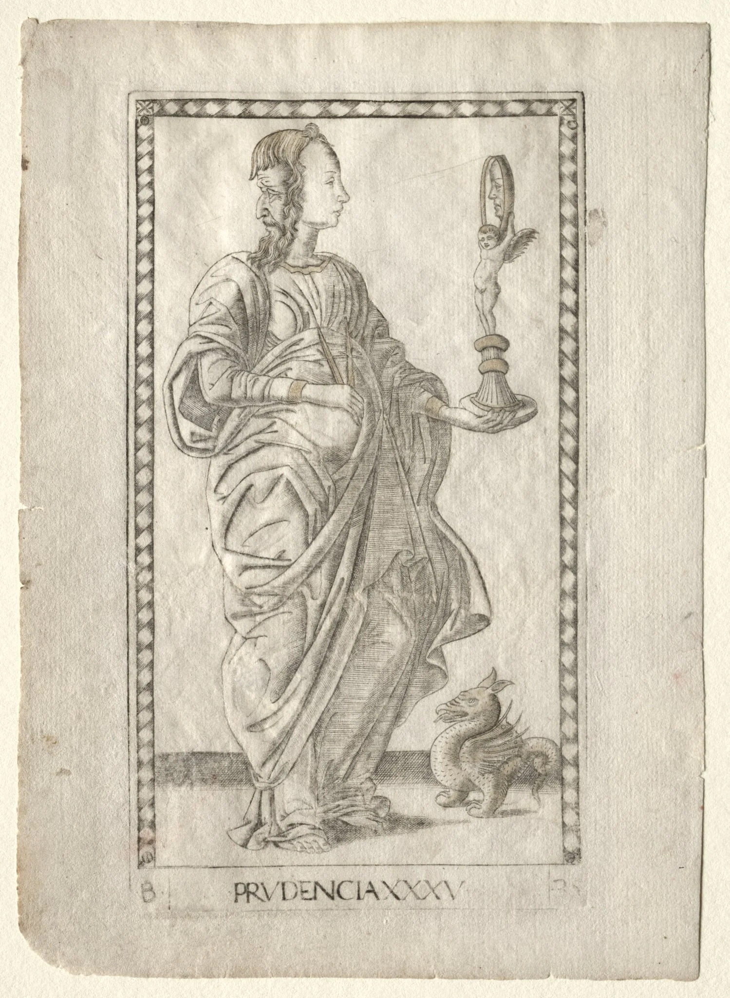 Prudence (from the Tarocchi, series B: Cosmic Principles & Virtues, #35), detail