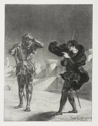 Hamlet:  The Phantom on the Terrace, by Eugène Delacroix, 1843