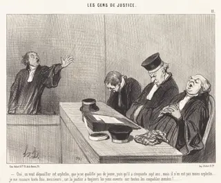 Oui, on veut dépouiller cet orphelin..., by Honoré Daumier, ink, 1845