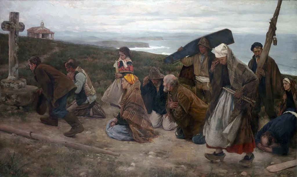 La promesa después del temporal Asturias, by Ventura Álvarez Sala, oil, 1903
