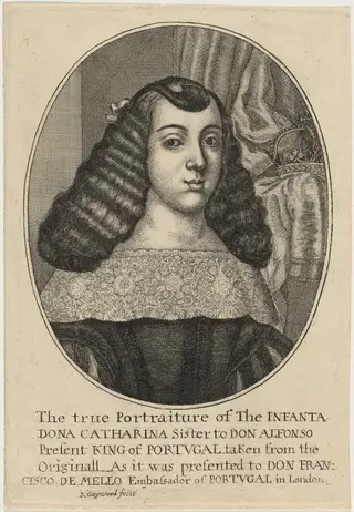 Catherine of Braganza, by Robert Gaywood, ink, 1655