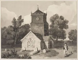 A country church, by David Cox, 1800