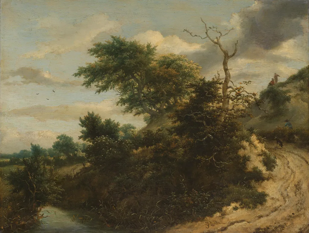 Sandy Track in the Dunes, by Jacob van Ruisdael, unspecified, 1650