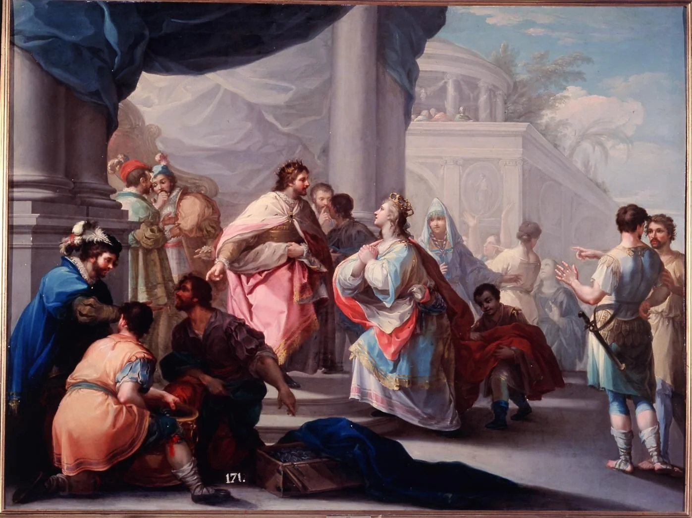 The Empress Marta de Constantinople before Alfonso X. Ramón Bayeu and Subías, detail