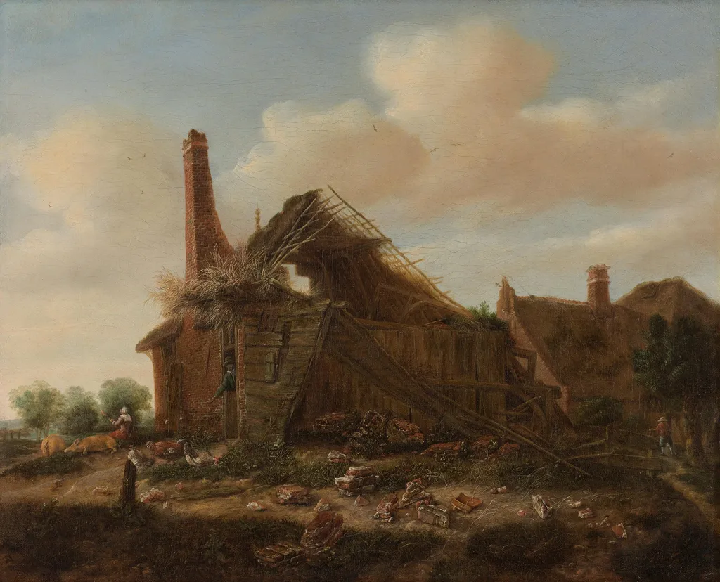 Farmhouse in ruins, by Emanuel Murant, unspecified, 1675