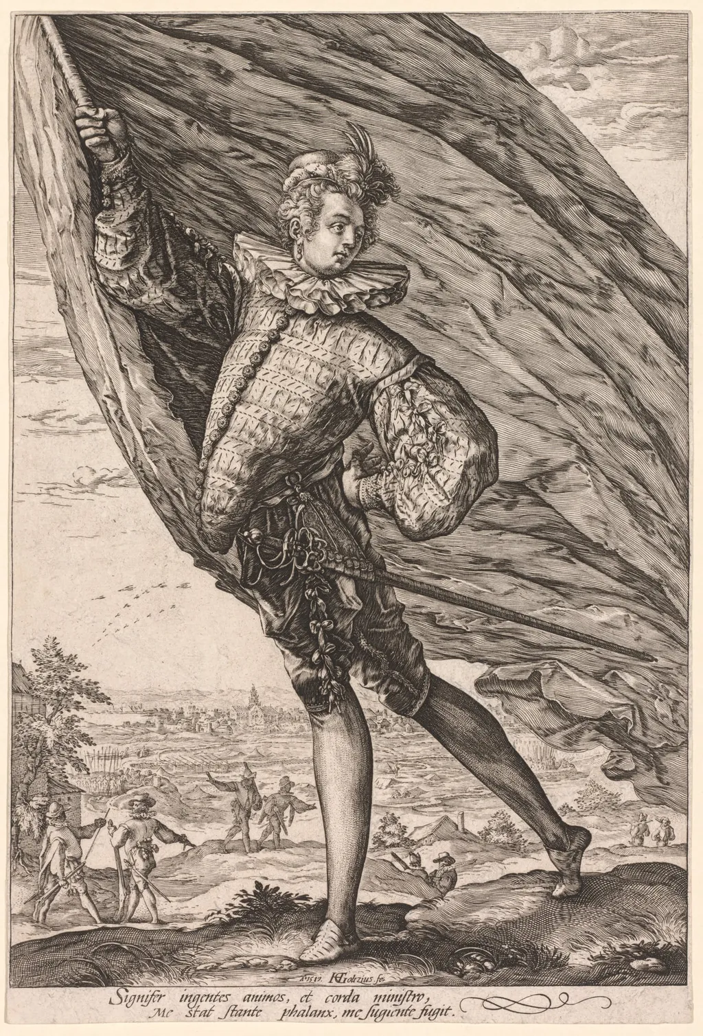The Standard Bearer, Turned to Left, by Hendrick Goltzius, 1587
