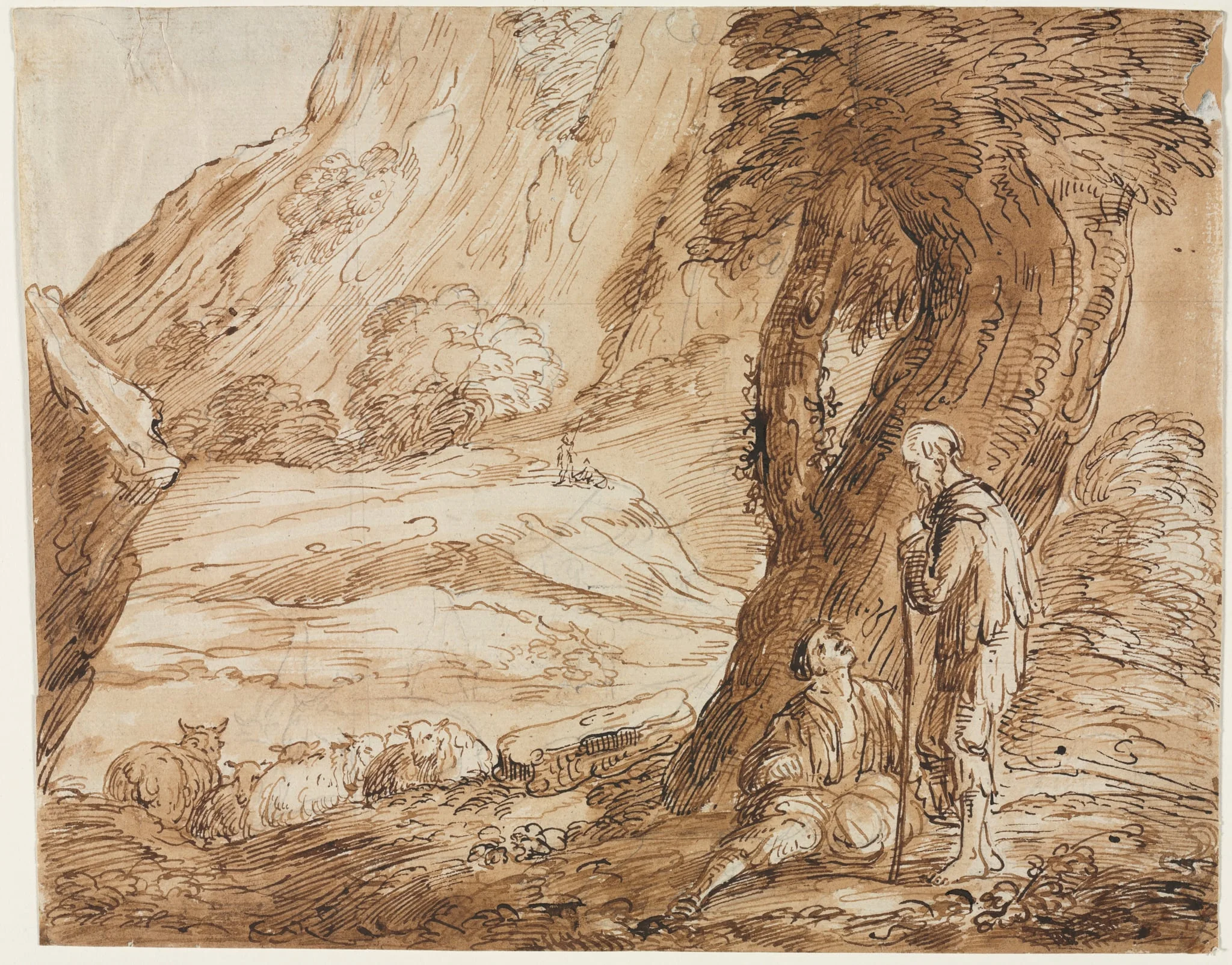 Landscape with Sheep and Two Shepherds, detail