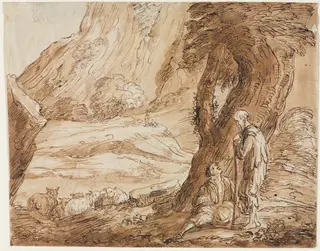 Landscape with Sheep and Two Shepherds, by Thomas Barker, 1824