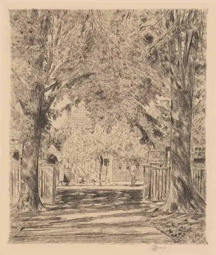 An Easthampton Idyll, by Childe Hassam, ink, 1923