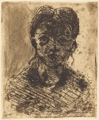 Bust of a Girl, by Paul Cézanne, ink, 1873