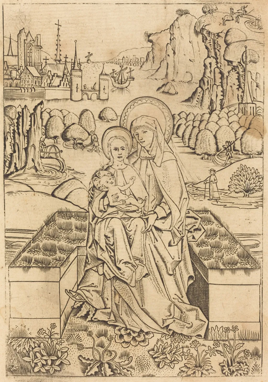 The Madonna and Child with Saint Anne, by Master of St. Sebastian, ink, 1460
