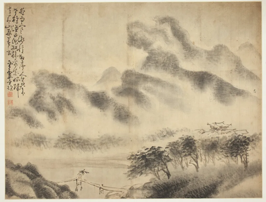 Landscapes and Figures: Landscape, by Huang Shen, unspecified, 1750